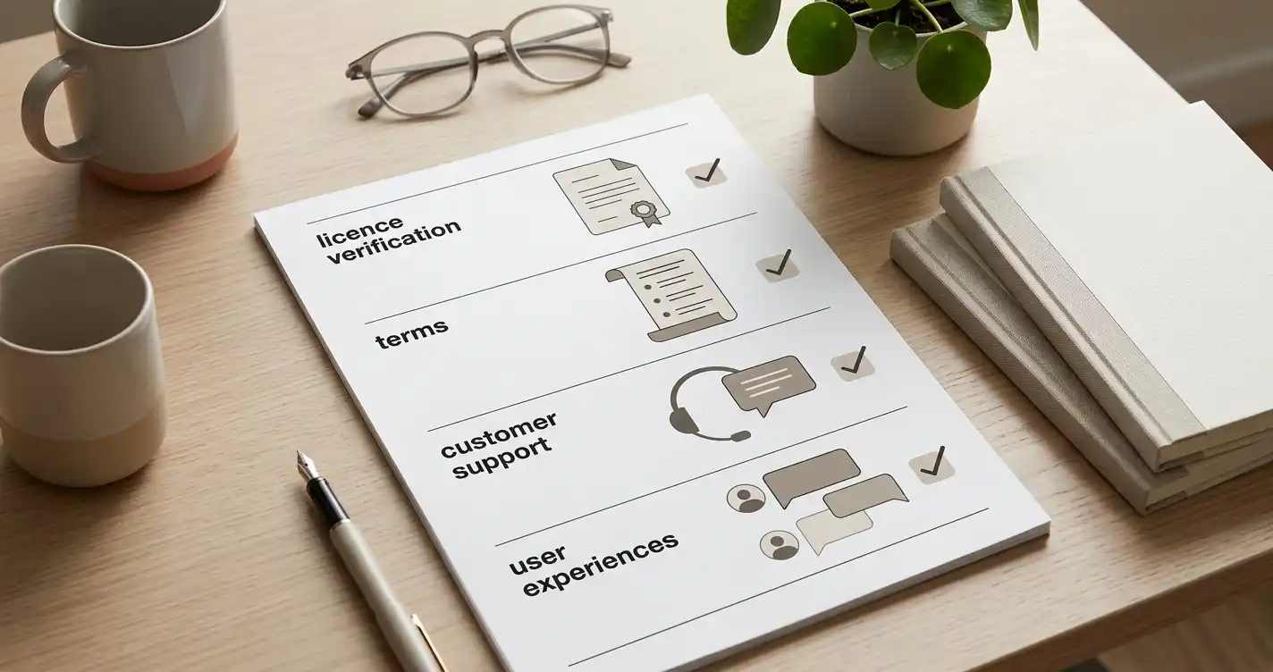 Illustratieve checklist voor vergunning, voorwaarden, support en gebruikerservaringen